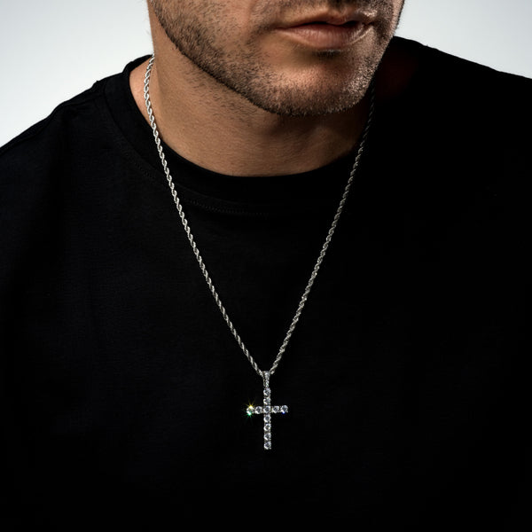 Iced Cross Pendant - Silver RG188S - rgmntco