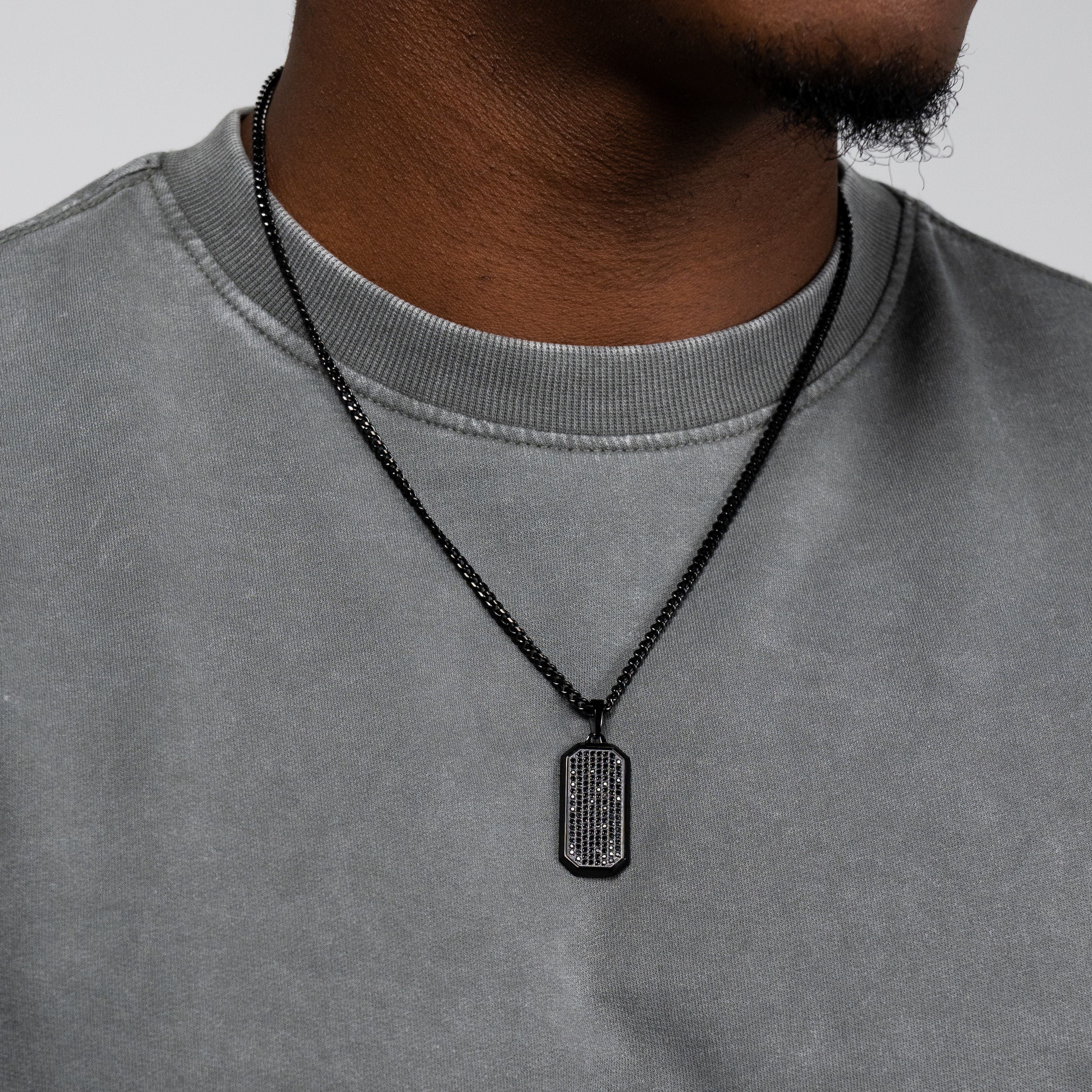 Iced Dog Tag Pendant - Black RG190B - rgmntco