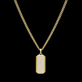 Iced Dog Tag Pendant - Gold RG190G - rgmntco