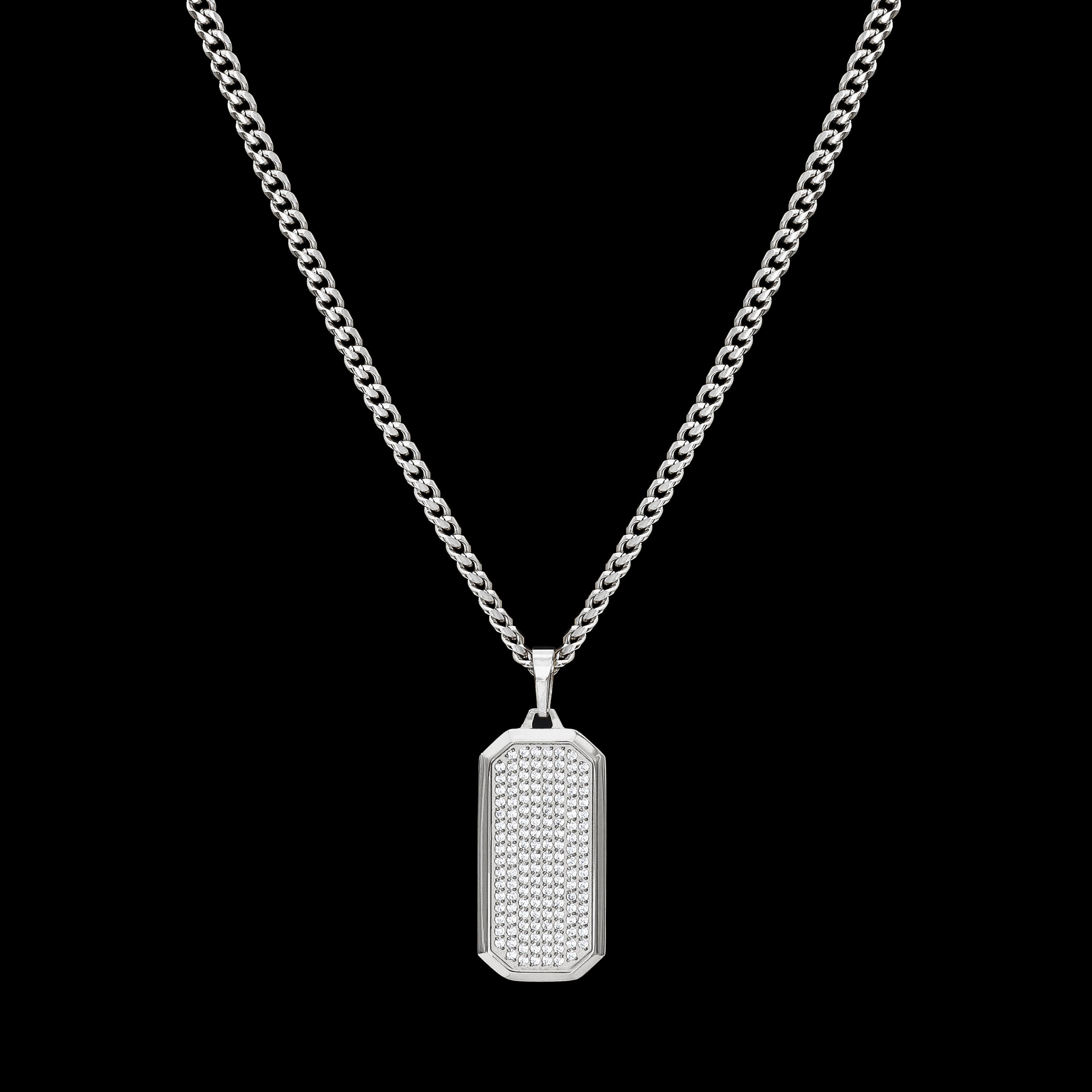 Iced Dog Tag Pendant - Silver RG190S - rgmntco