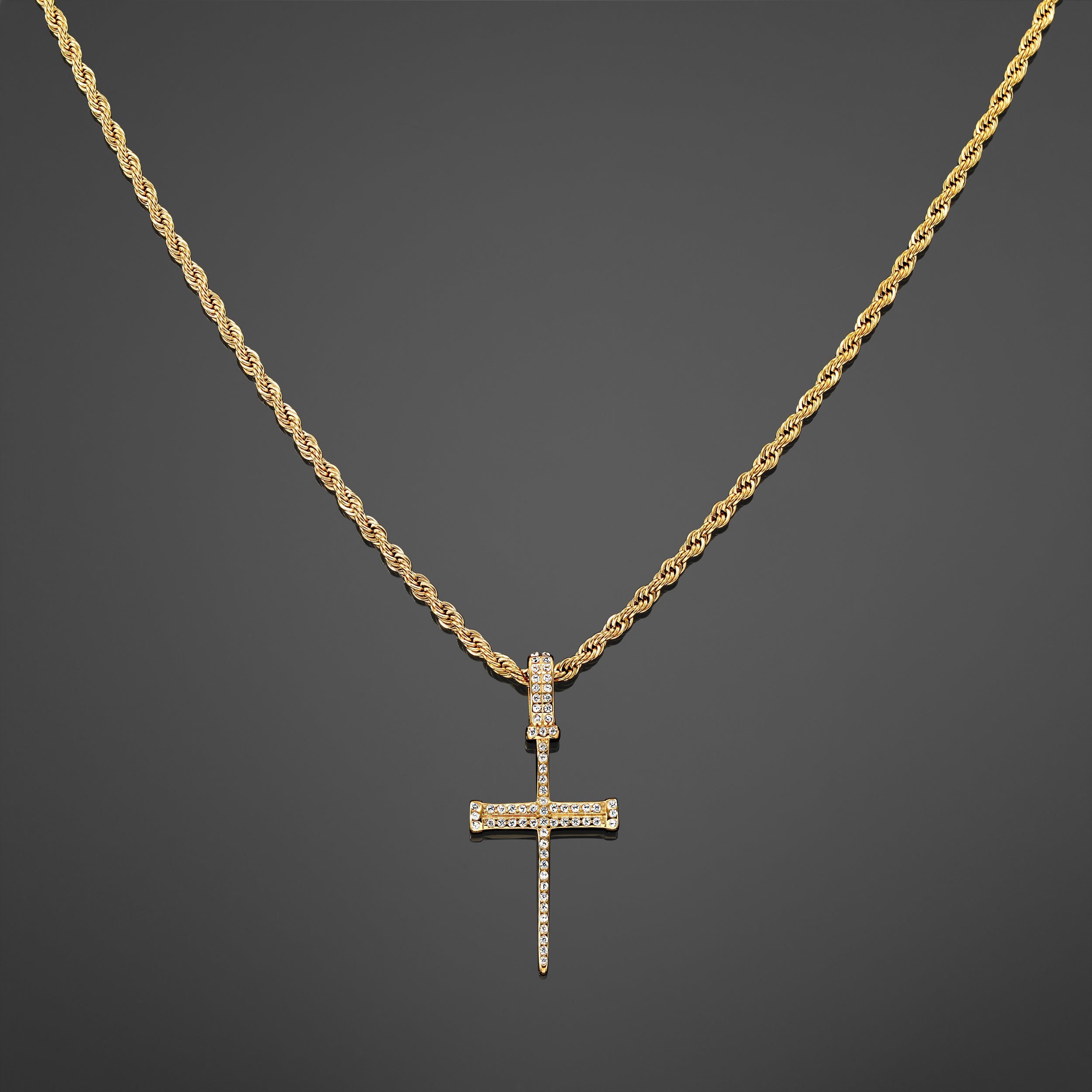 Iced Nail Cross - Gold RG114G - rgmntco