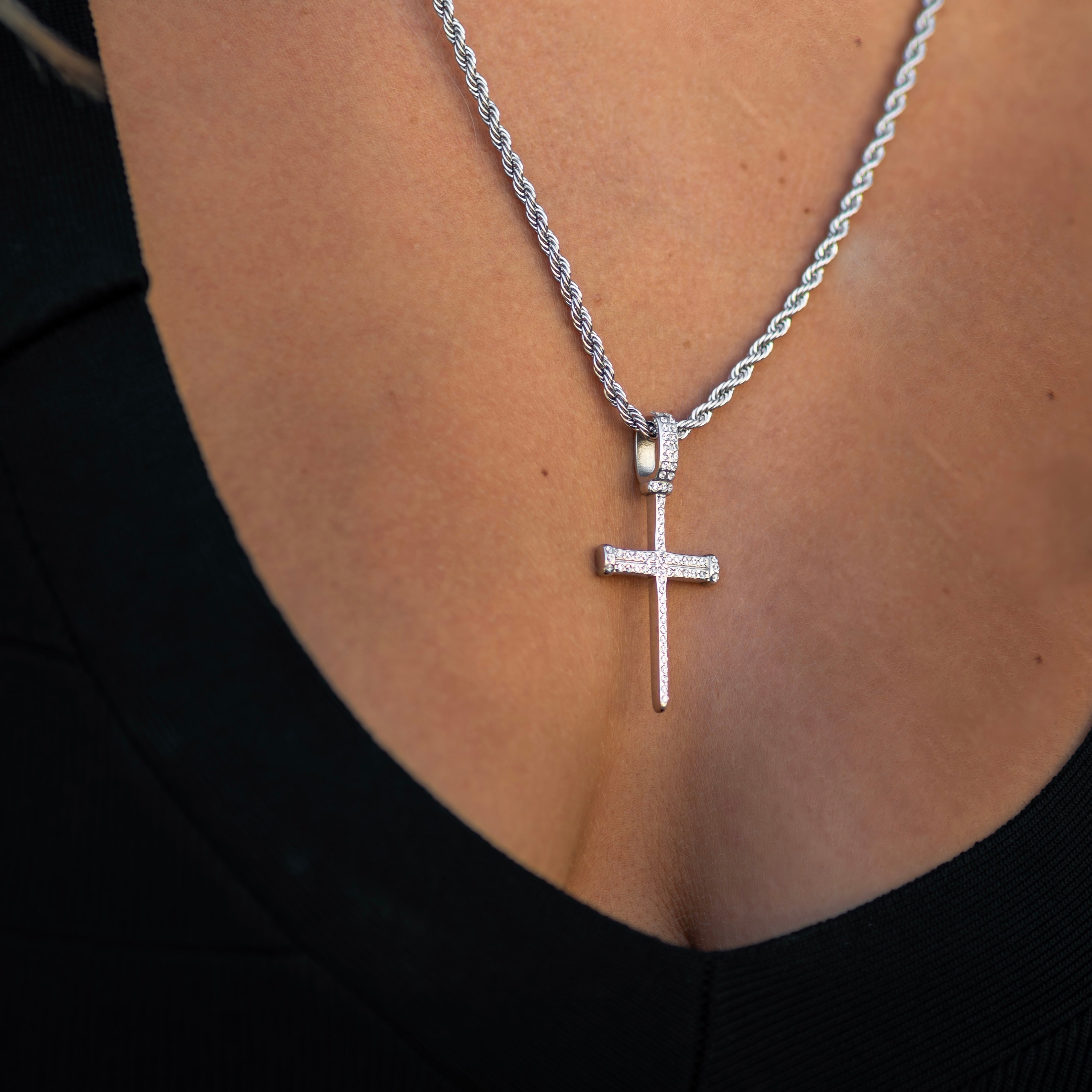 Iced Nail Cross - Silver RG114S - rgmntco