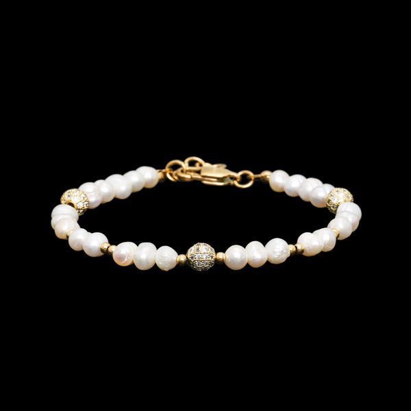 Iced Pearl Bracelet - Gold RG371G - rgmntco