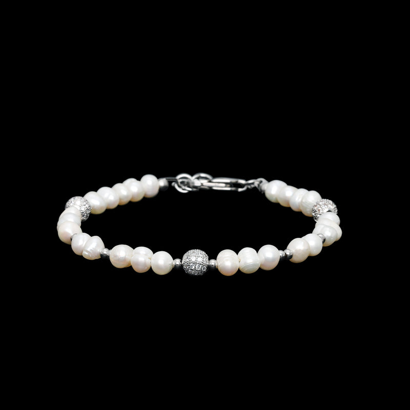 Iced Pearl Bracelet - Silver RG371S - rgmntco