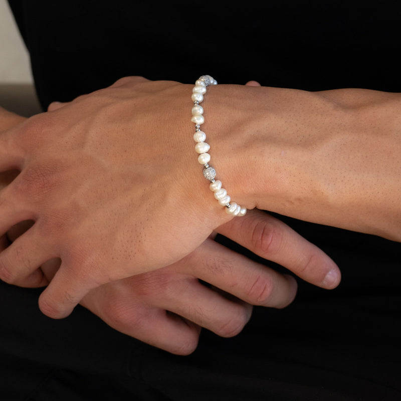 Iced Pearl Bracelet - Silver RG371S - rgmntco