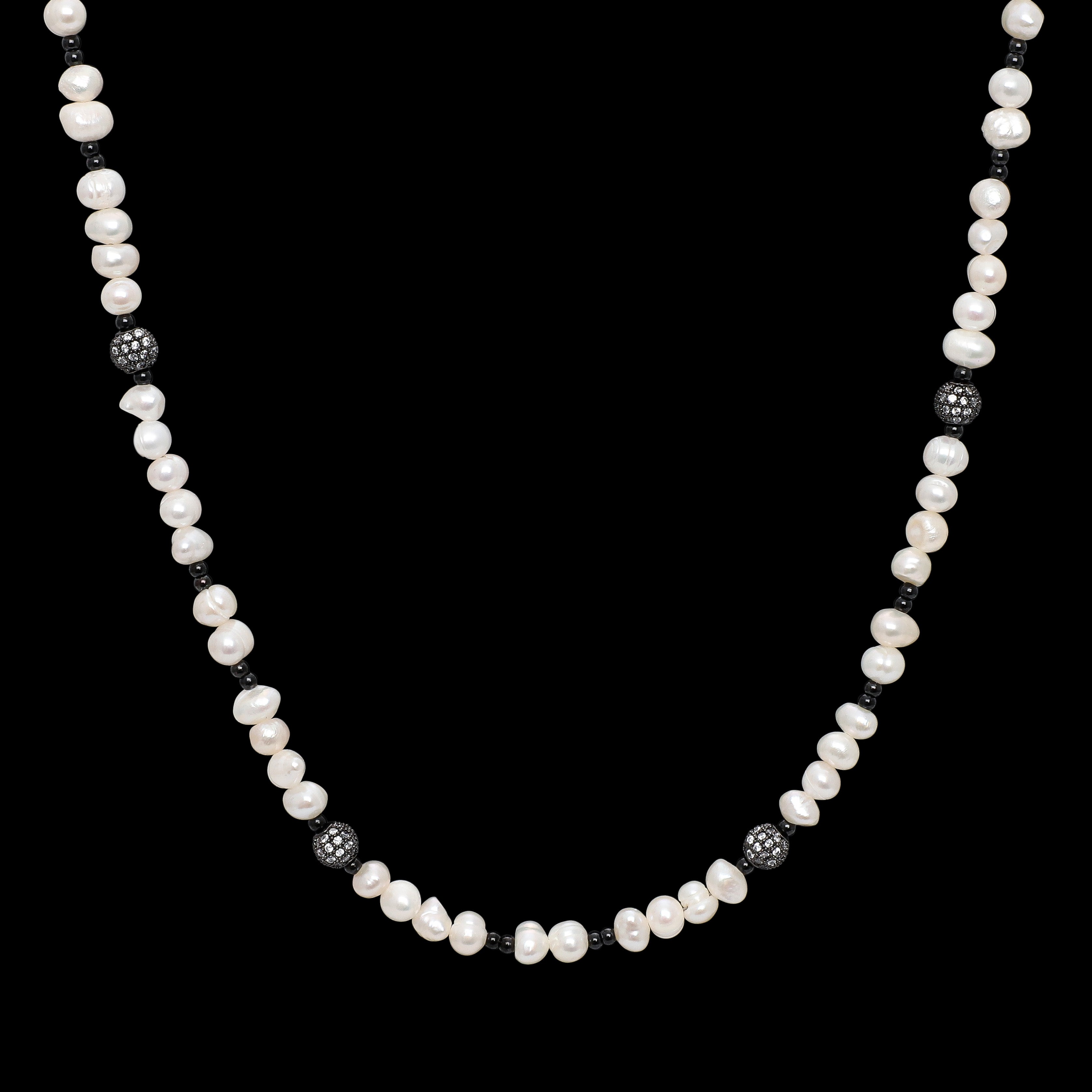 Iced Pearl Necklace - Black RG187B - rgmntco