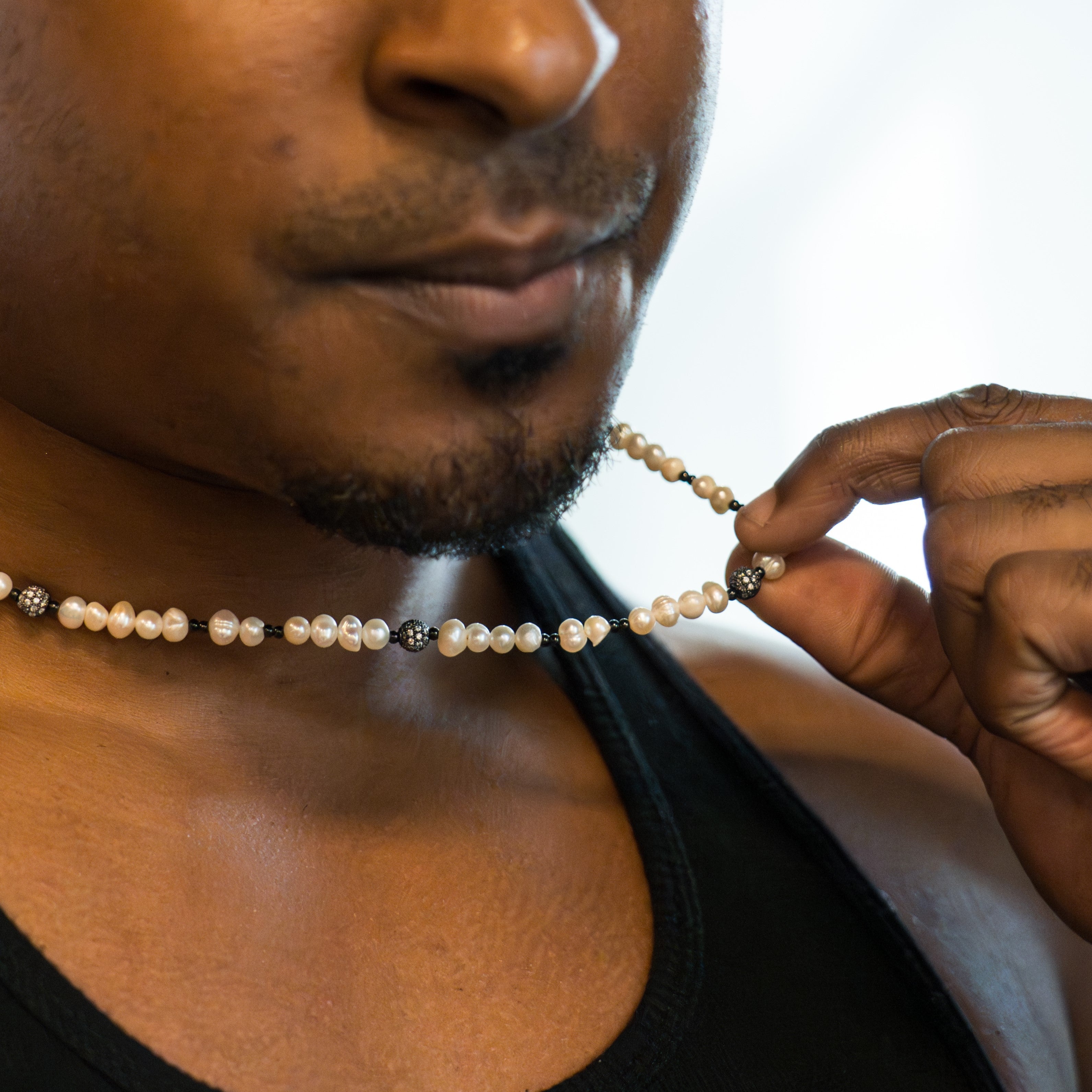 Iced Pearl Necklace - Black RG187B - rgmntco