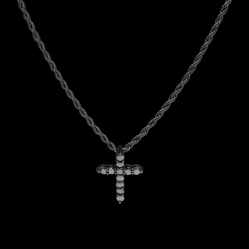 Mini Iced Cross Pendant - Black RG111B - rgmntco