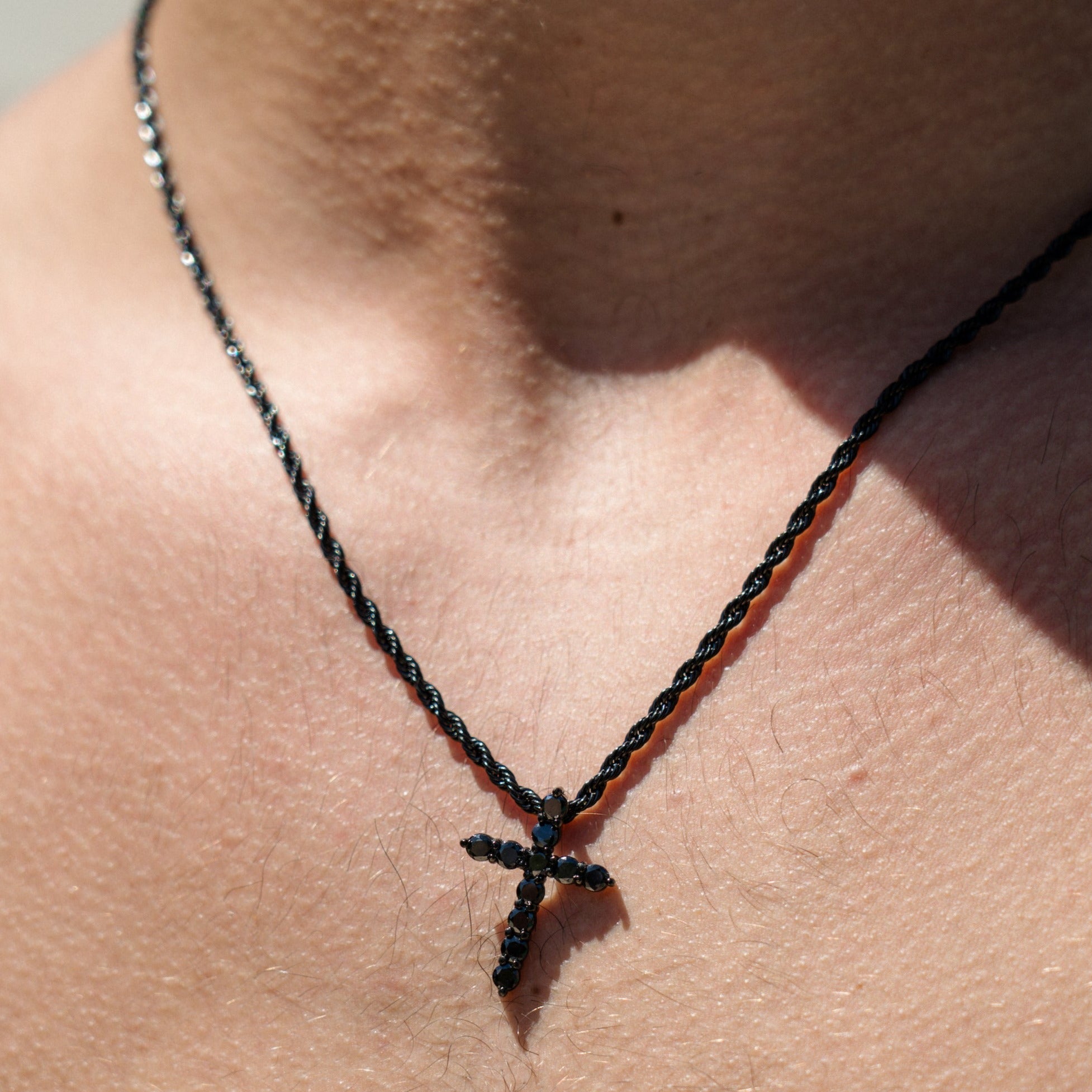 Mini Iced Cross Pendant - Black RG111B - rgmntco