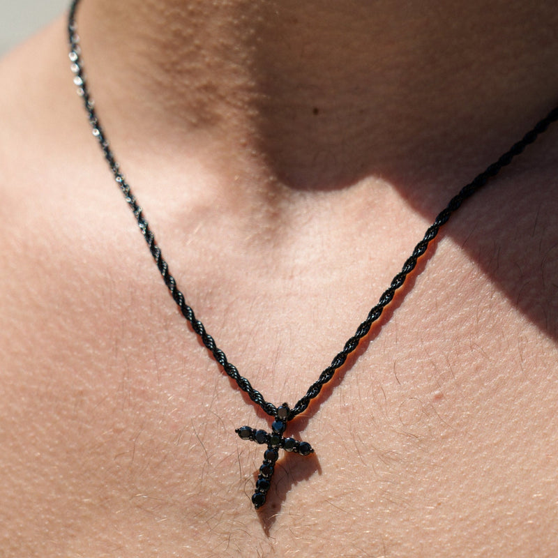 Mini Iced Cross Pendant - Black RG111B - rgmntco