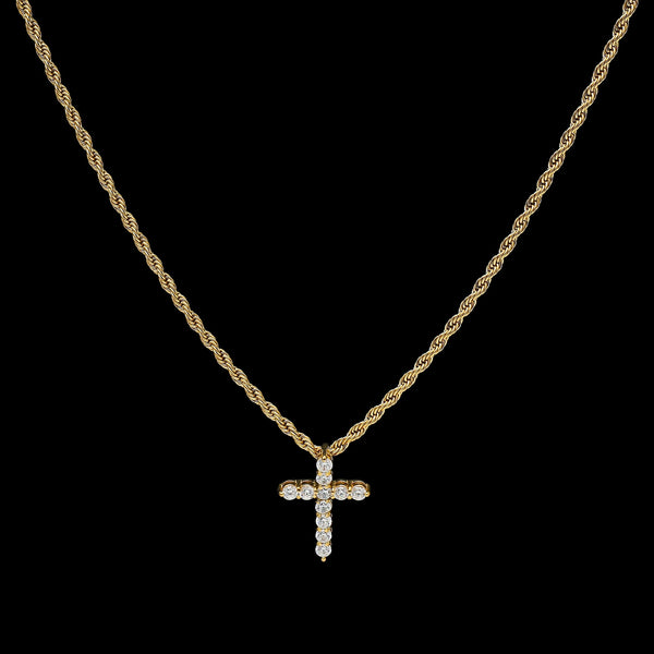 Mini Iced Cross Pendant - Gold RG111G - rgmntco