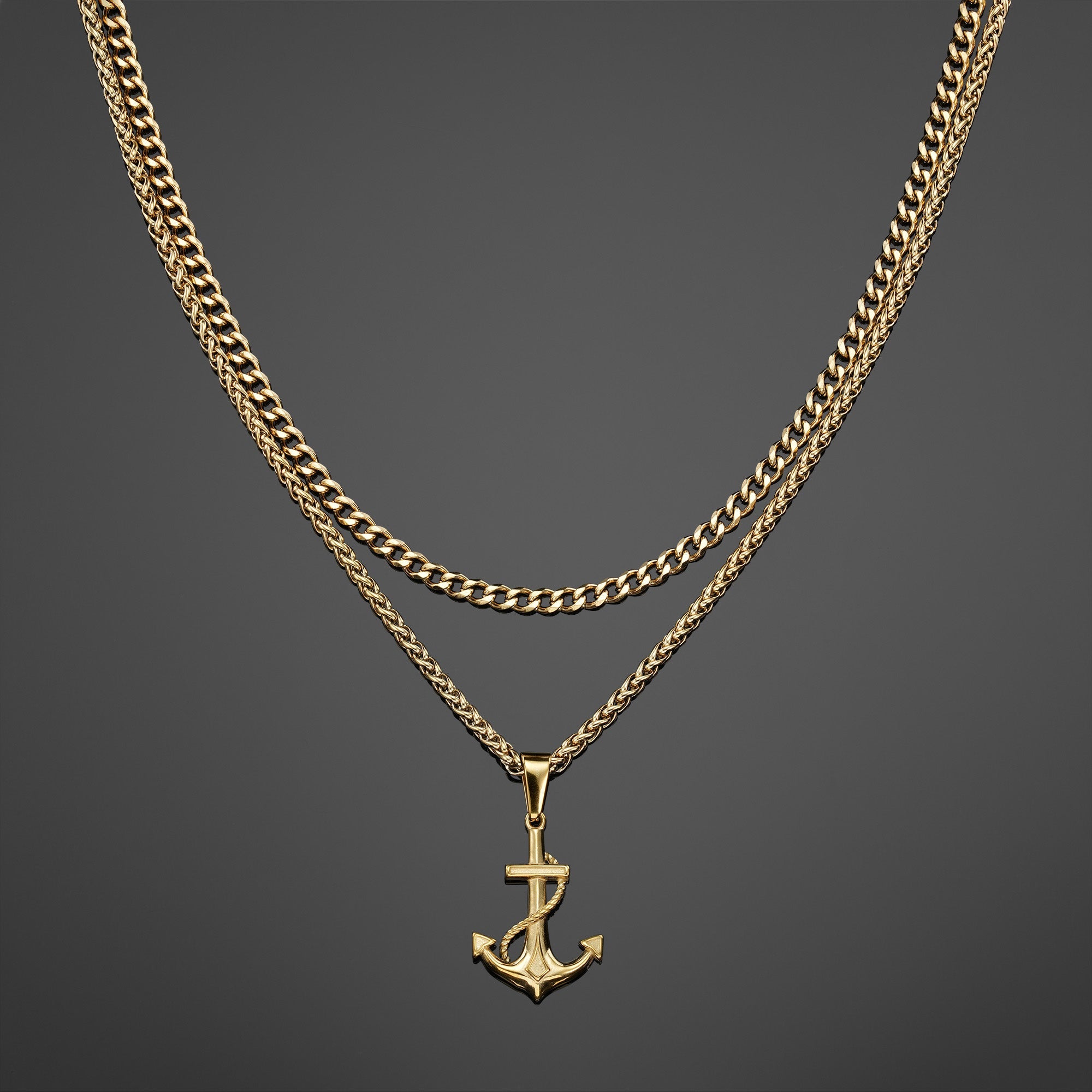 The Anchor Pendant Set - Gold RG1010G - rgmntco