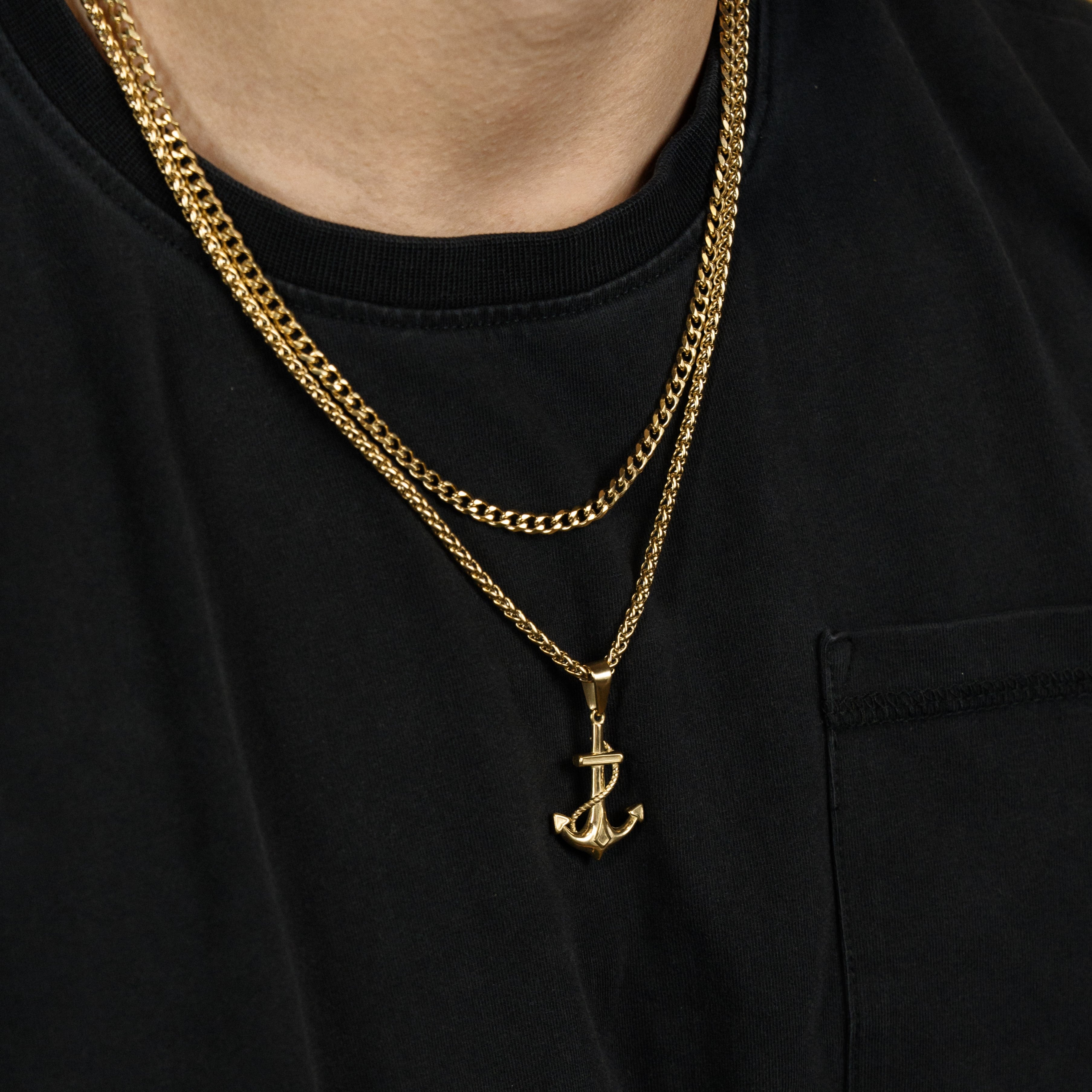 The Anchor Pendant Set - Gold RG1010G - rgmntco