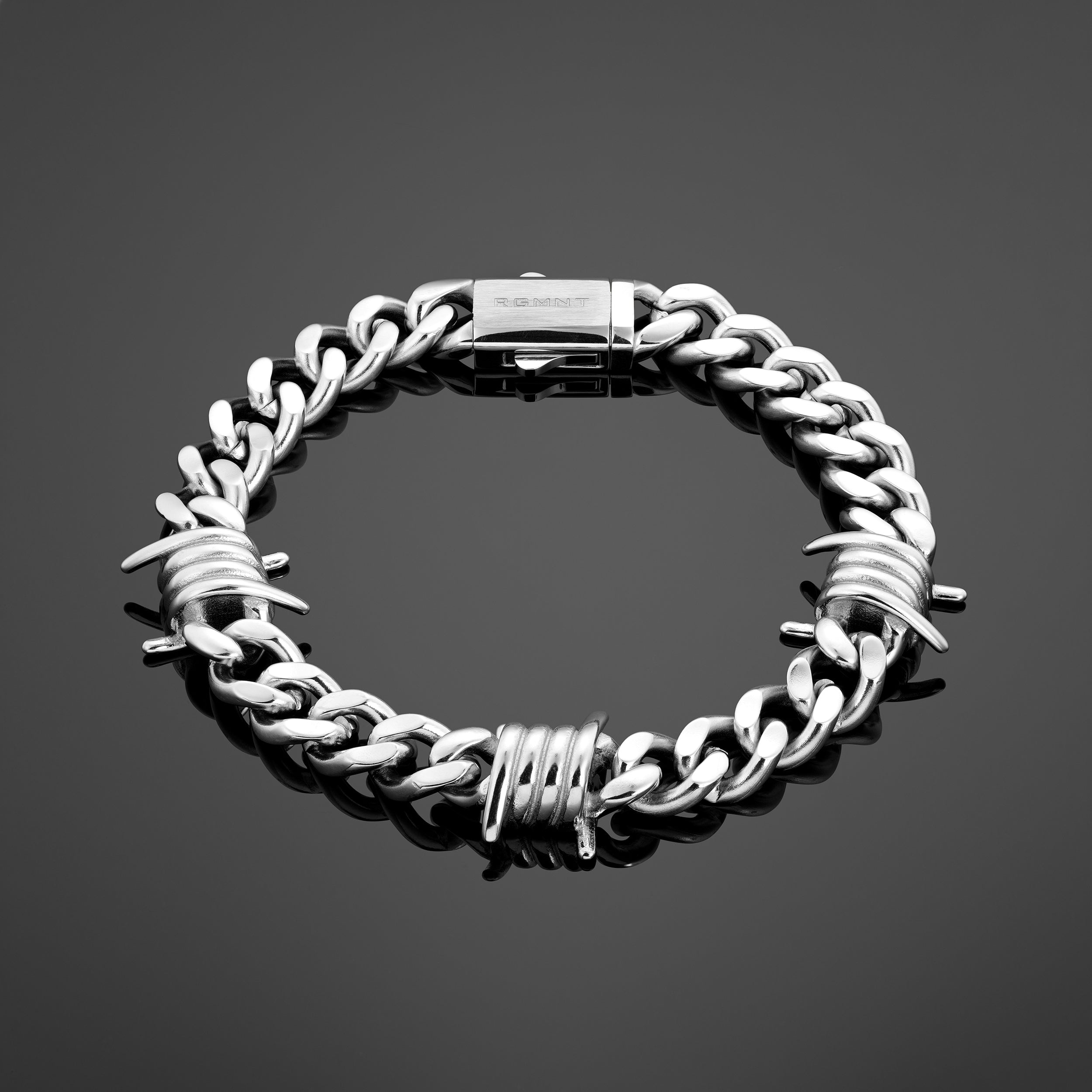 The Barbed Wire Cuban Bracelet - Silver RG397 - rgmntco