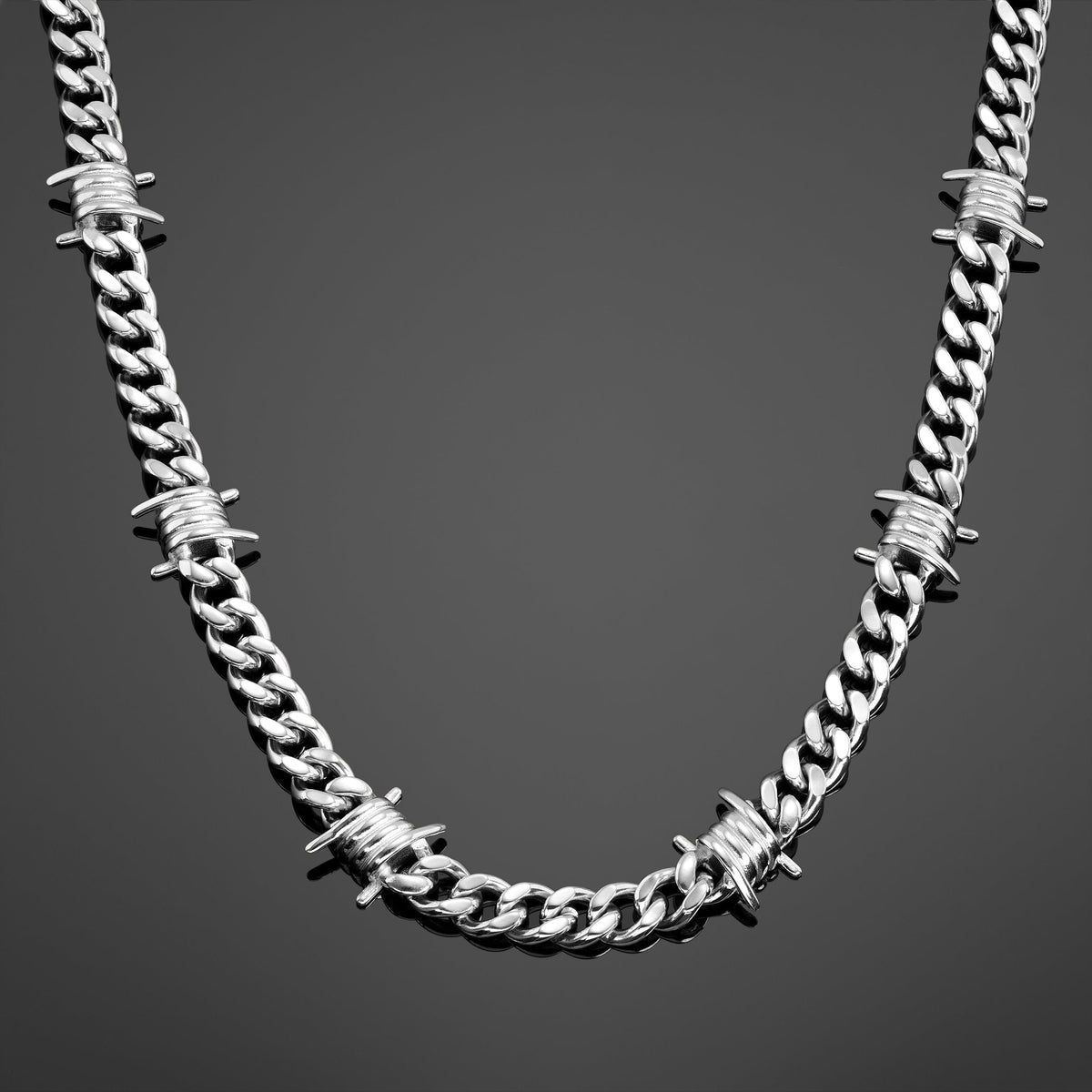 The Barbed Wire Cuban Chain Silver RG1006 - Main Image