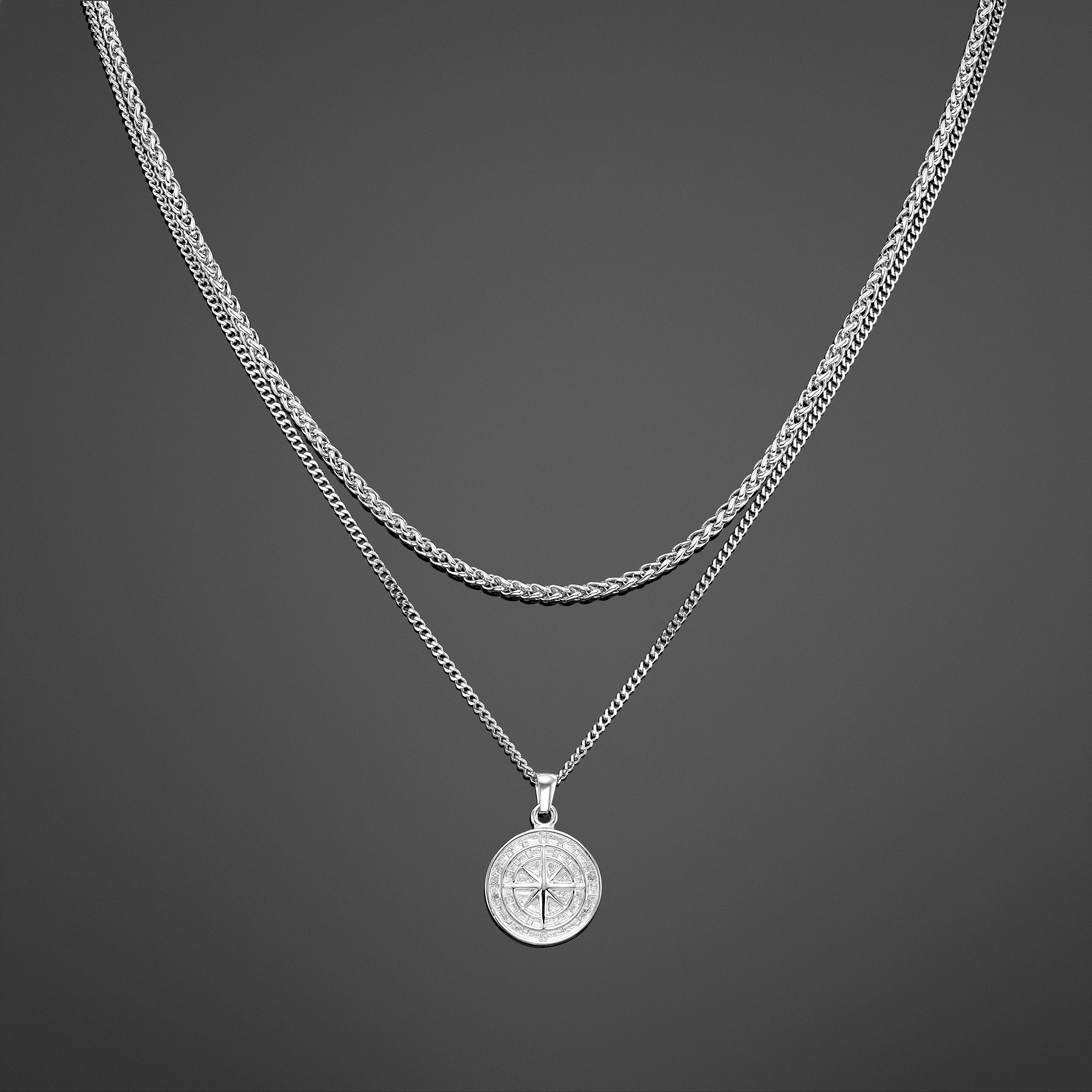 The Compass Pendant Stack - Silver RG148 +RG152 - rgmntco