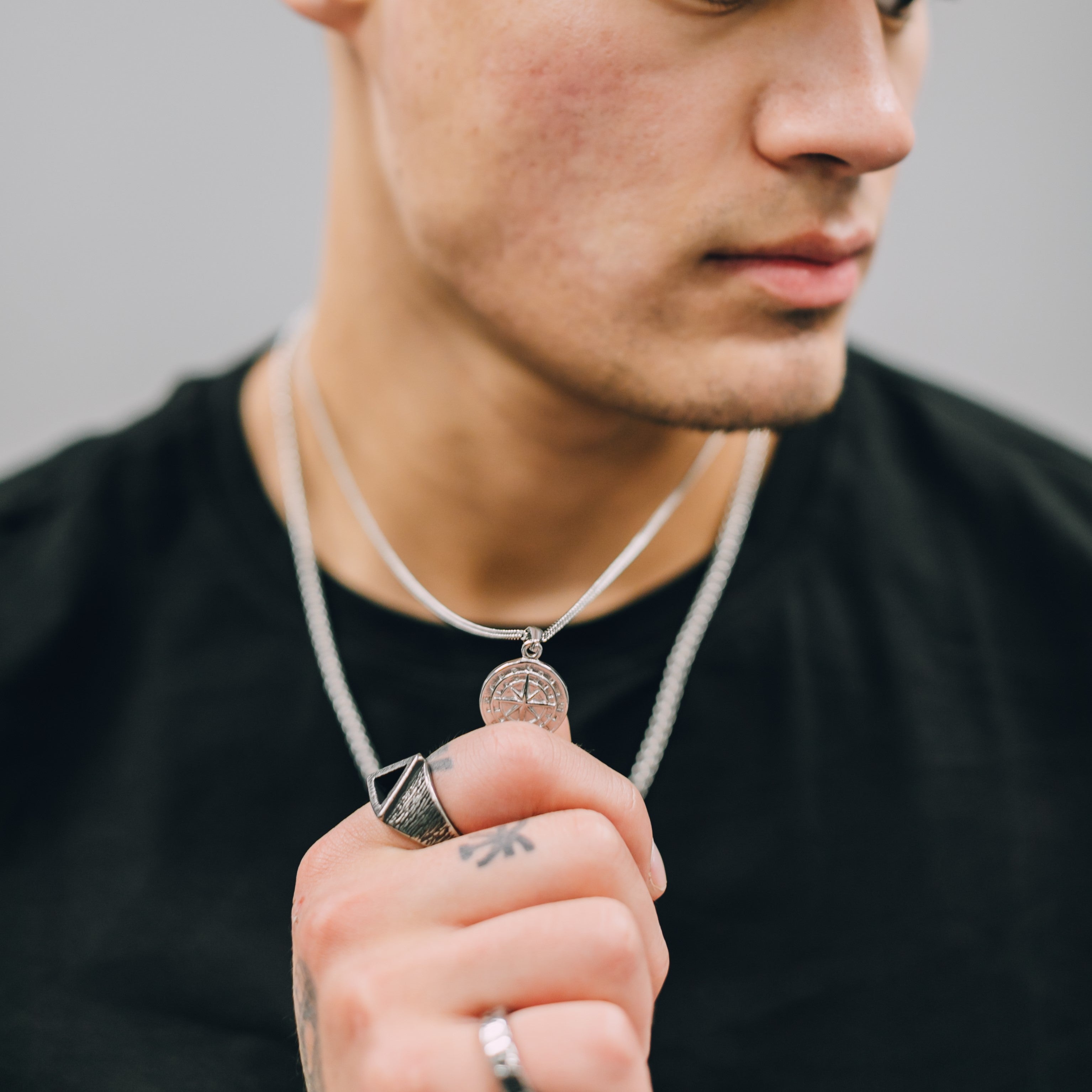 The Compass Pendant Stack - Silver RG148 +RG152 - rgmntco