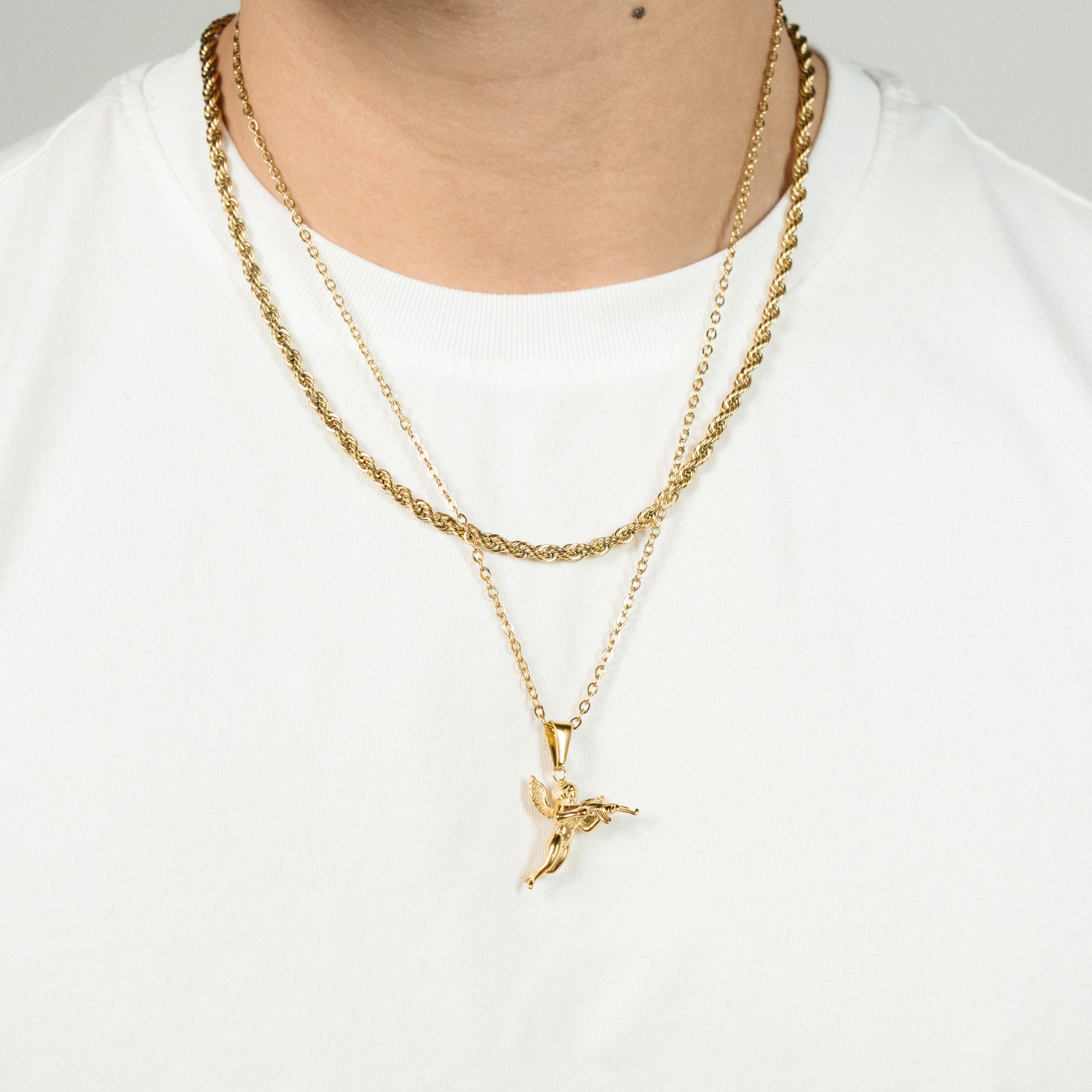 The Gangster Cupid Pendant Set - Gold RG1014G - rgmntco