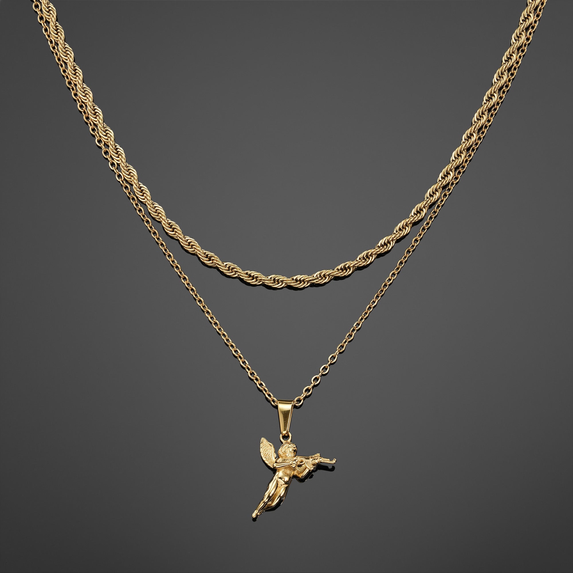 The Gangster Cupid Pendant Set - Gold RG1014G - rgmntco