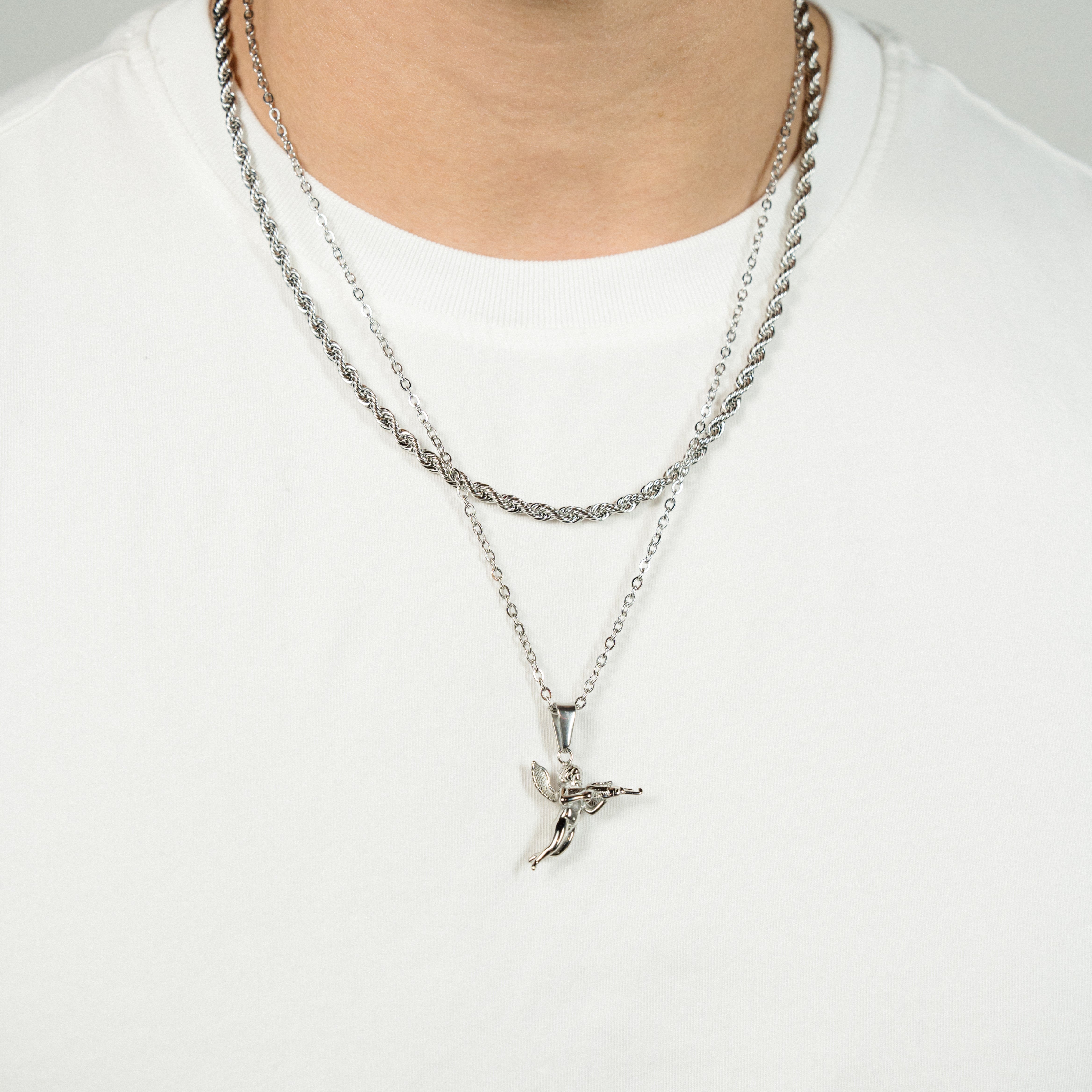 The Gangster Cupid Pendant Set - Silver RG1014S - rgmntco