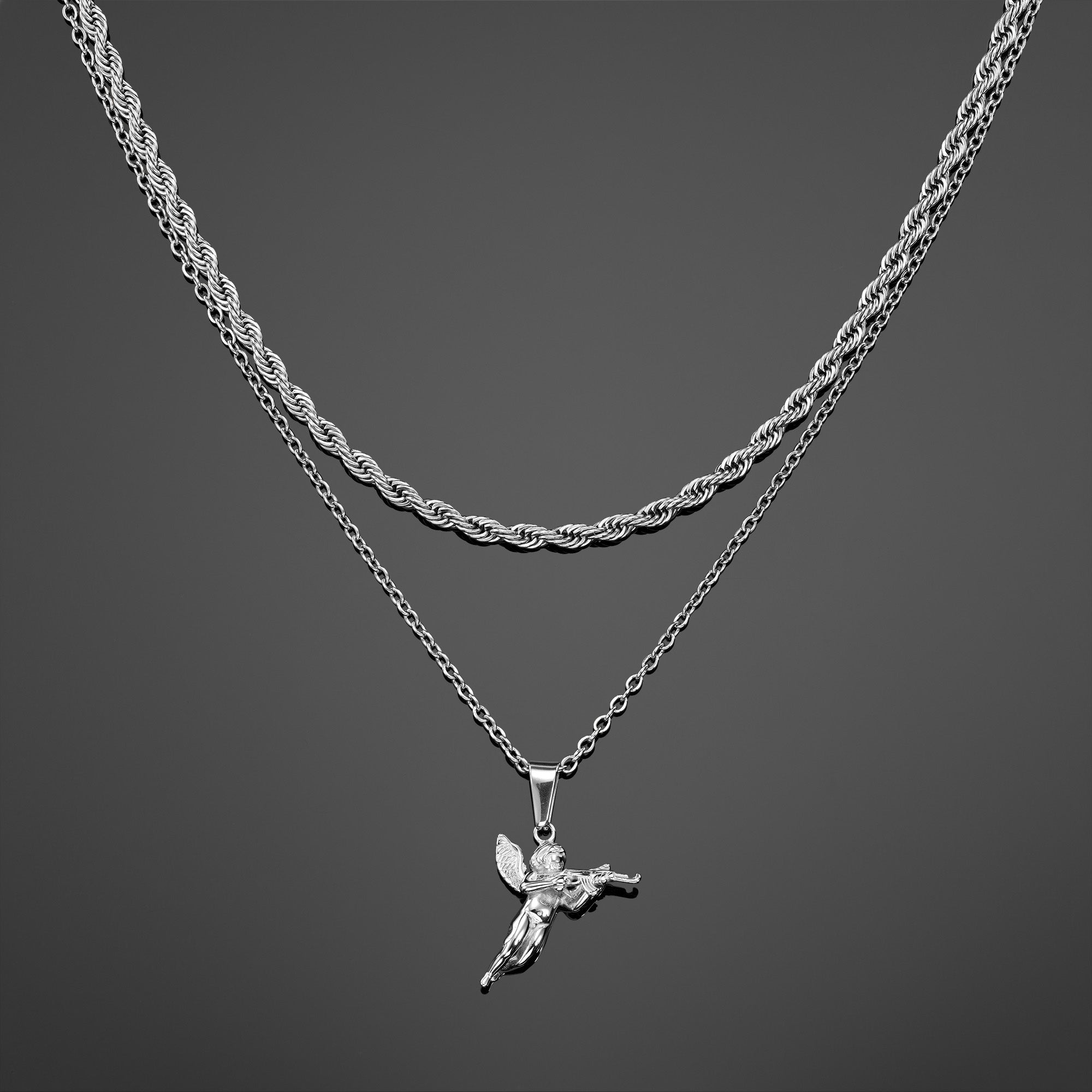 The Gangster Cupid Pendant Set - Silver RG1014S - rgmntco