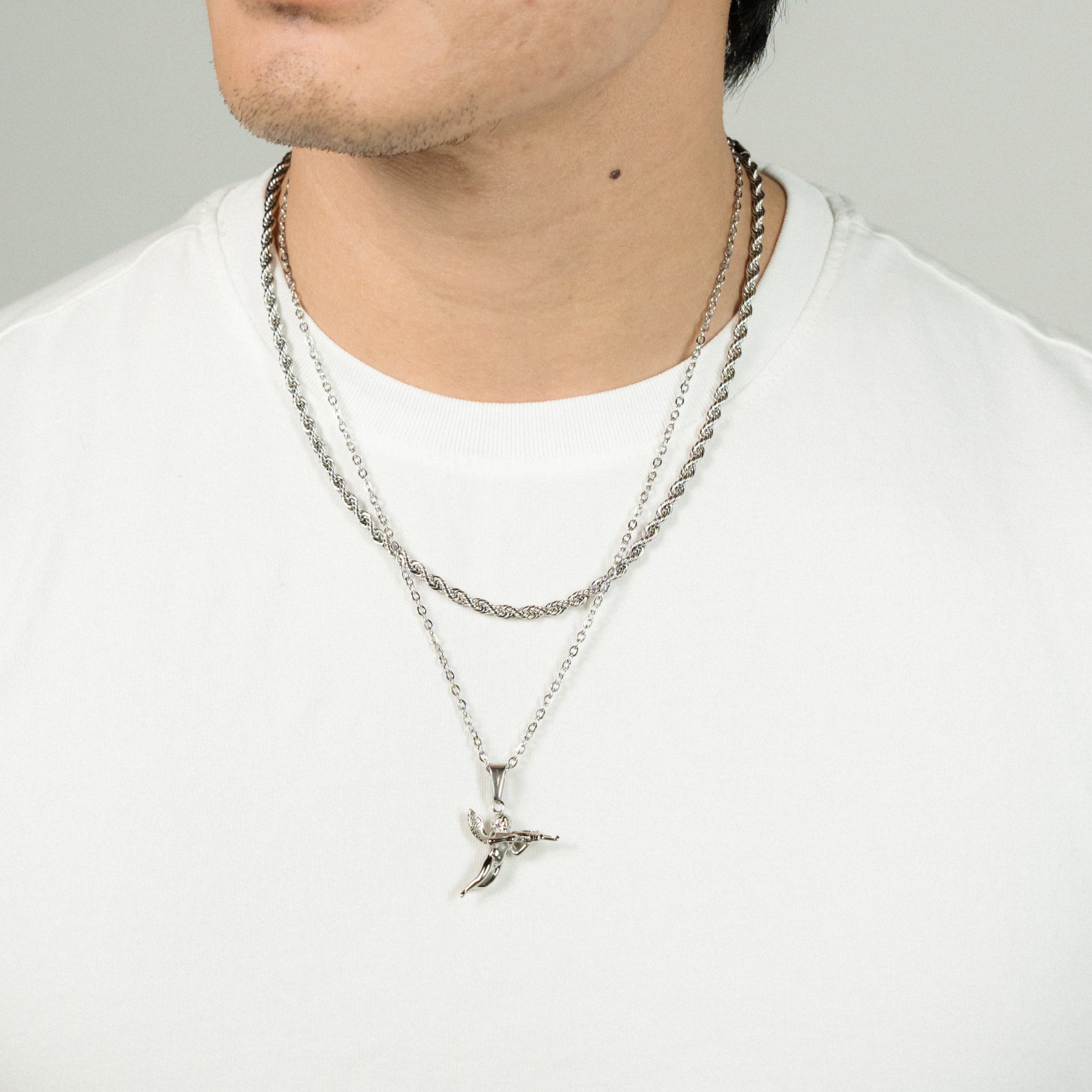 The Gangster Cupid Pendant Set - Silver RG1014S - rgmntco