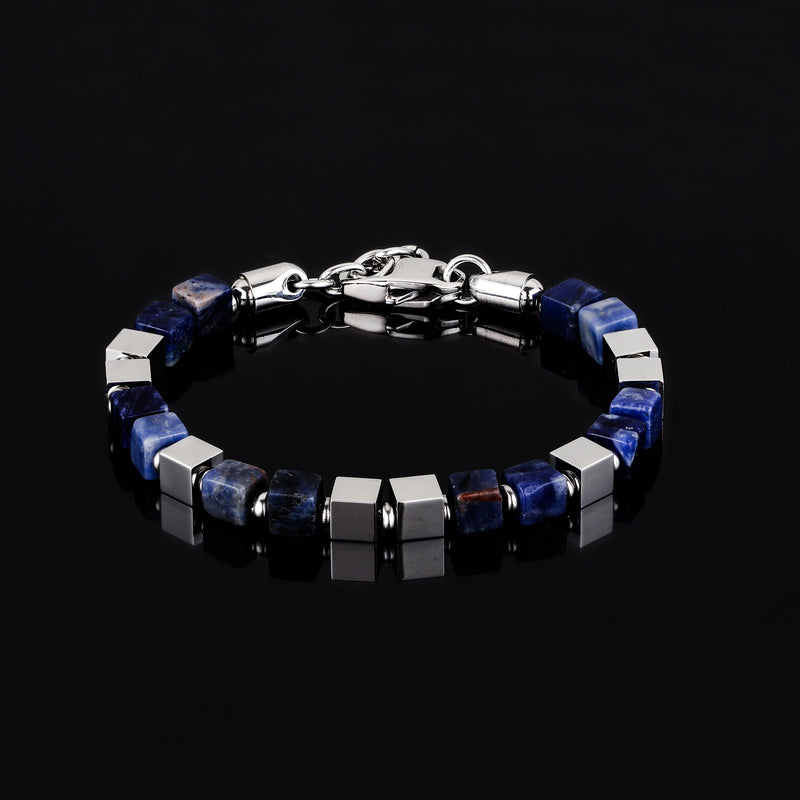 Howlite and Cube Hematite Beaded Bracelet For Men