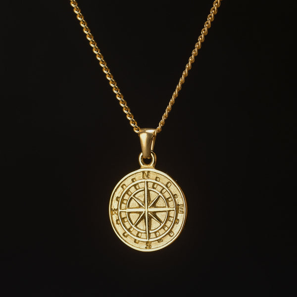 Elegant 18K Gold Compass Pendant Necklace - Timeless Craftsmanship & Style  – Holiiidayy