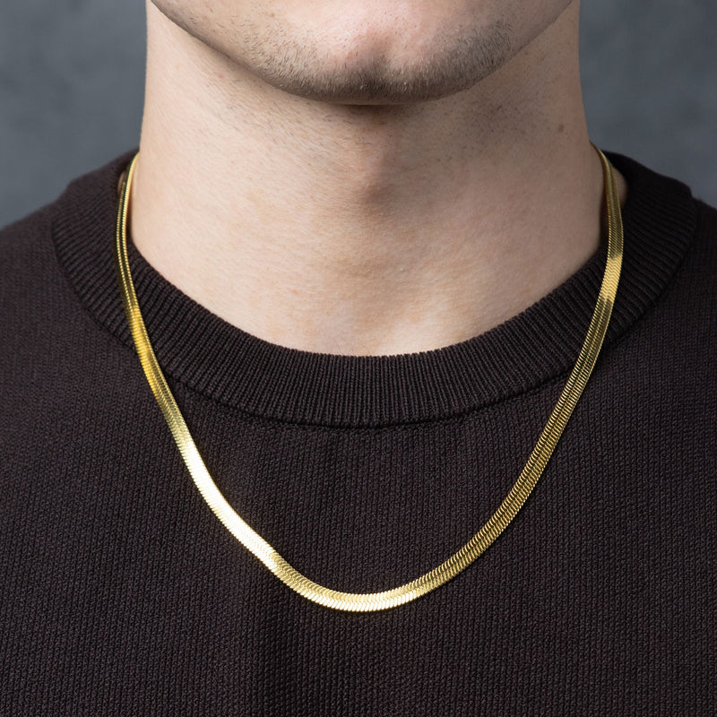 14K Gold Herringbone Chain 5mm – Cheyanne Jewels Kauai