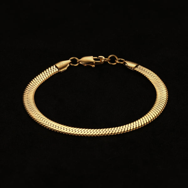 The Herringbone Bracelet 6mm - Gold RG356