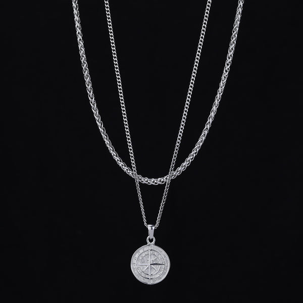 The Compass Pendant Stack - Silver RG148 +RG152