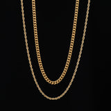 Cuban Link+ Rope Chain Stack - Gold RG131+RG122
